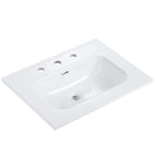 Glossy White Ceramic Integrated Sink with Seamless Design - White