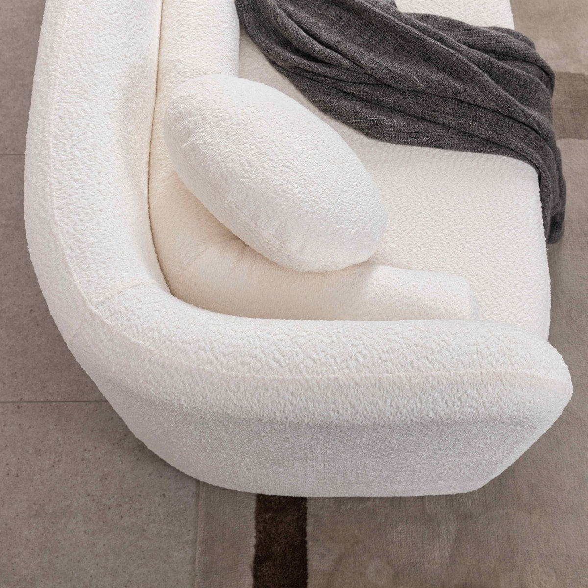 Luxury Modern Couch, 3 Seater Sofa with Throw Pillows - White