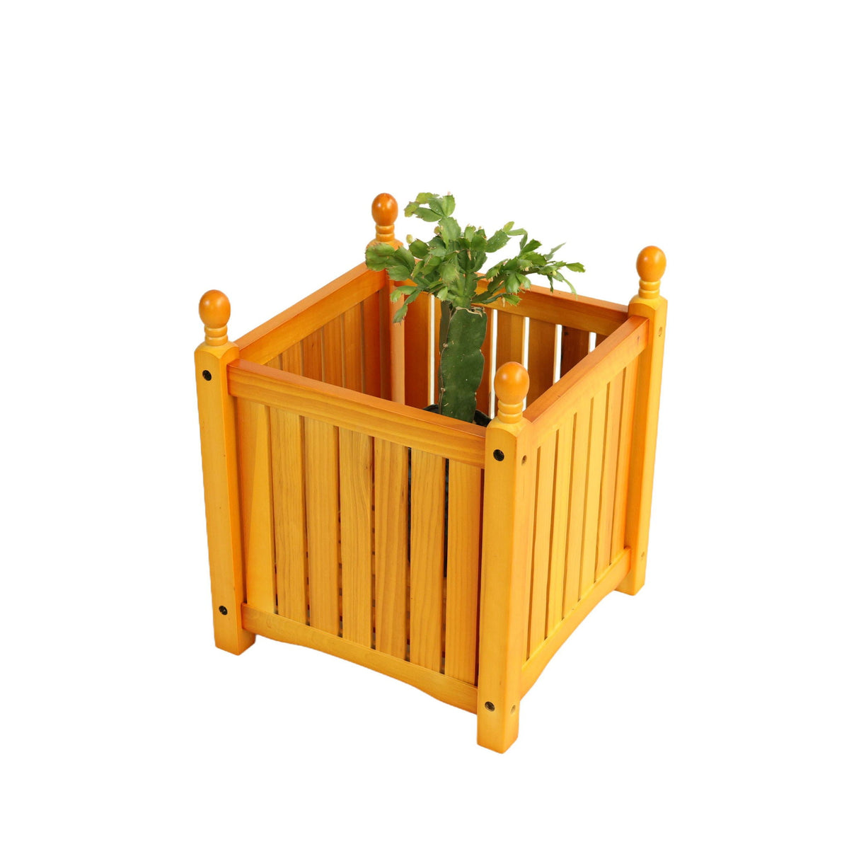 Teak Square Outdoor Flower and Herb Pot with Durable Wood Construction