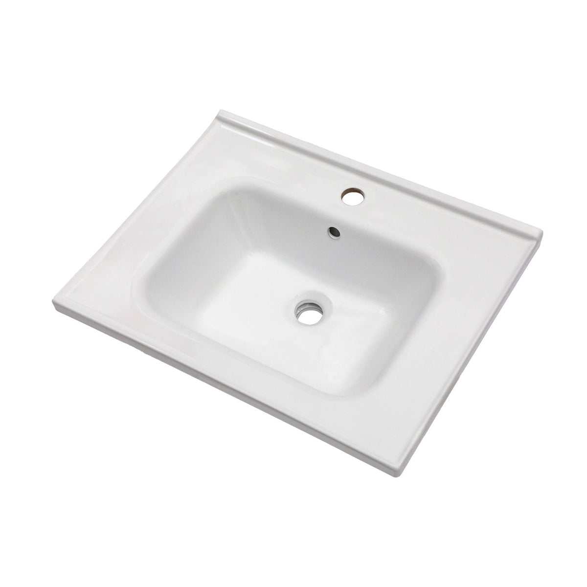 Rectangular Single Vanity Top with Overflow - White Ceramic