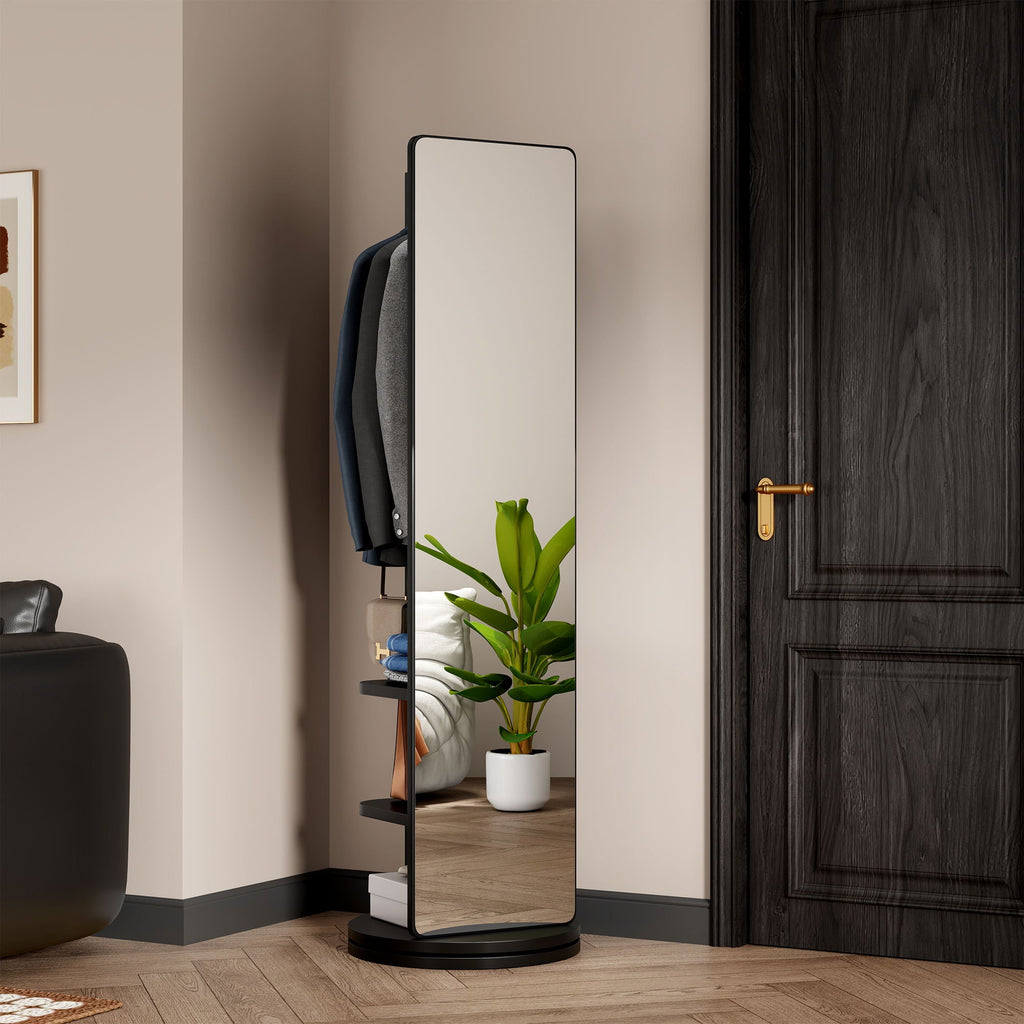 3 In 1 Multifunctional Full-Length Clothing Mirror with Rotating Design - Dark Brown, Black, White, Light Brown
