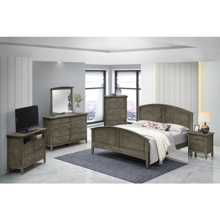Elegant Panel Bed with Real Wood Veneers - Multiple Colors