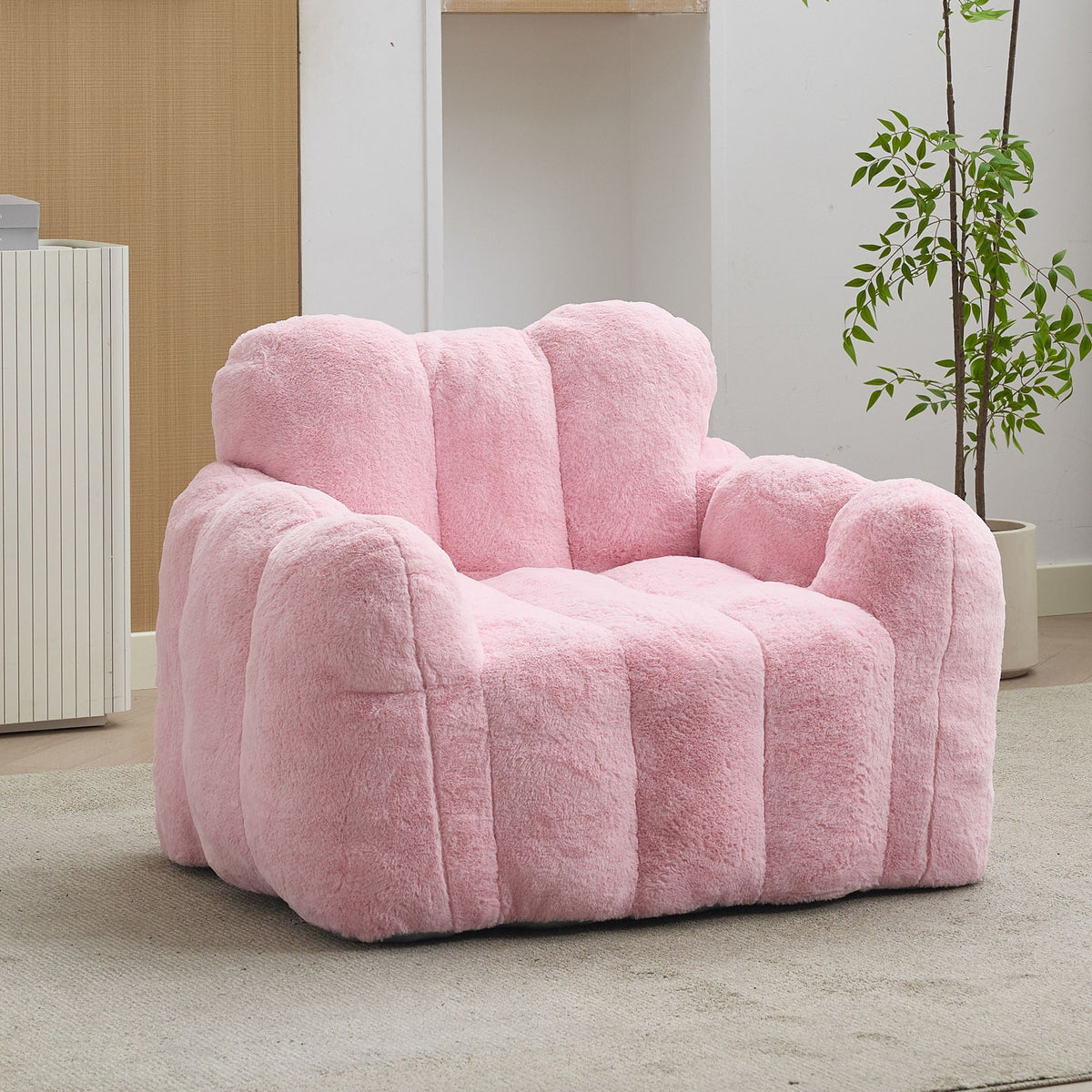 Lotus Style Compression Sofa Bean Bag with Ergonomic Design - White or Pink
