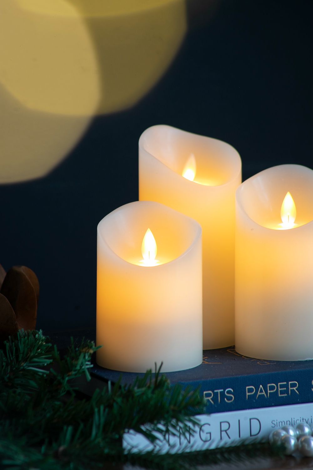 Flickering LED Candles Set with Remote Timer - Ivory