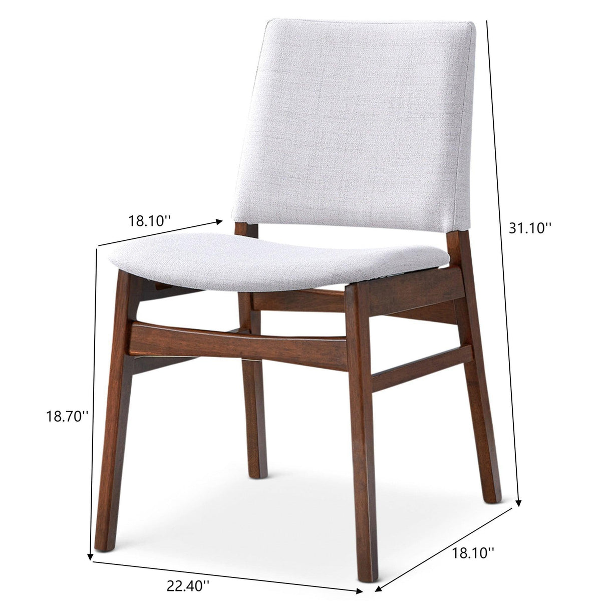 Brown / Light Gray Dining Chair Set with Solid Wood Frame - Set of 2
