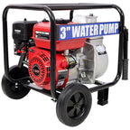 Gas Engine Powered Water Pump with Wheels and Handle – Black/Red