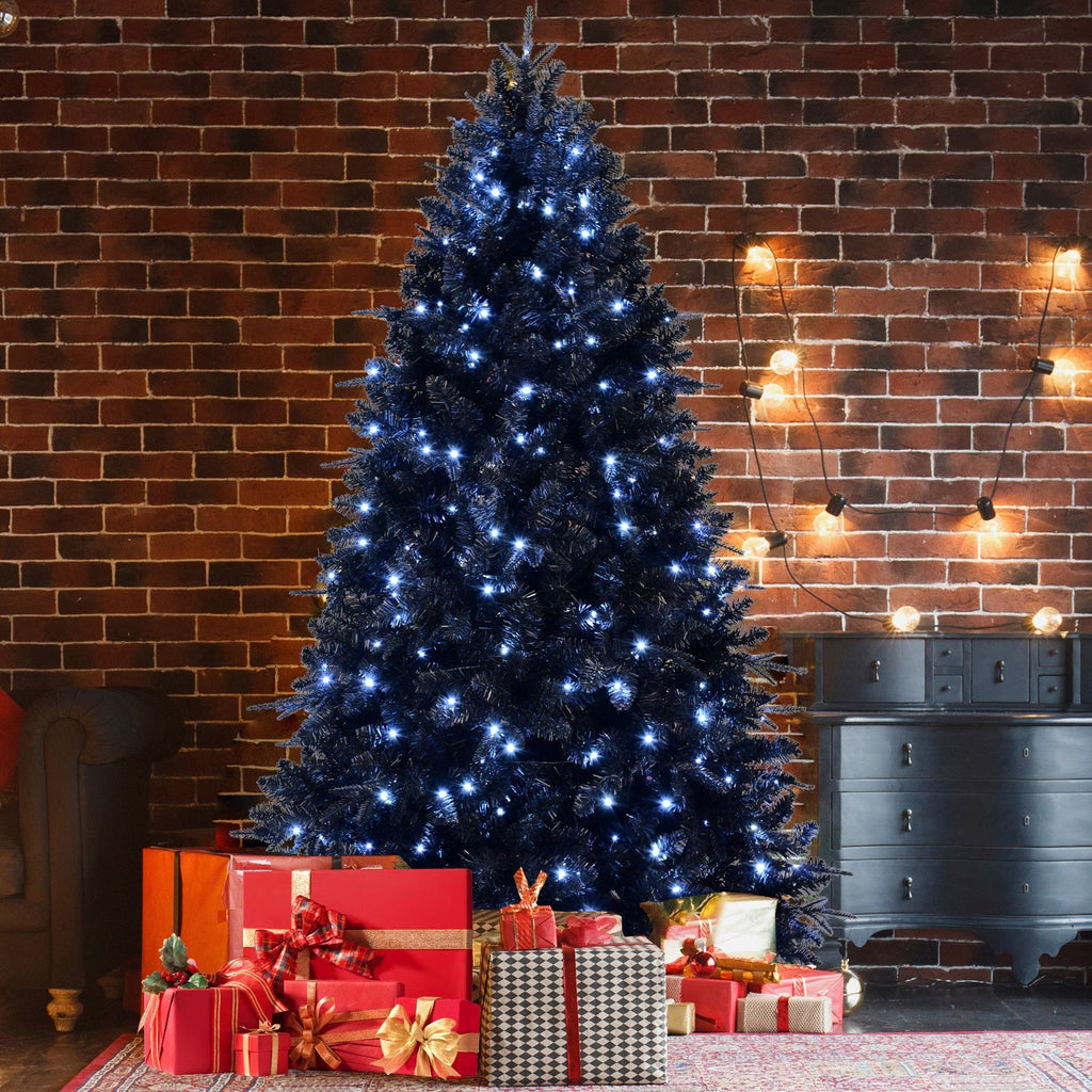 6-Foot Pre-Lit Black Christmas Tree with 350 LED Lights - Black