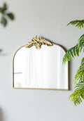 Gold Arched Wall Mirror with Metal Frame - Decorative Accent