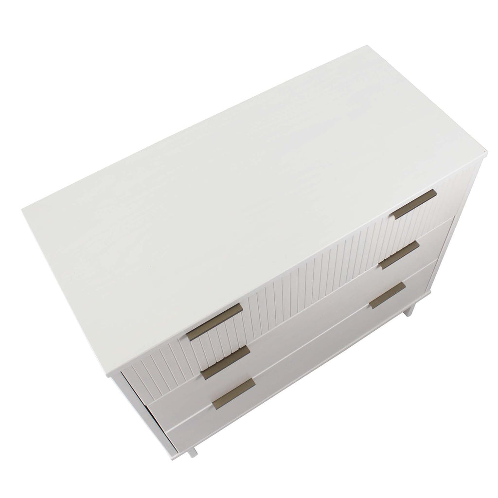 Solid Wood 3 Drawer Dresser with Ribbed Fronts - Multiple Colors