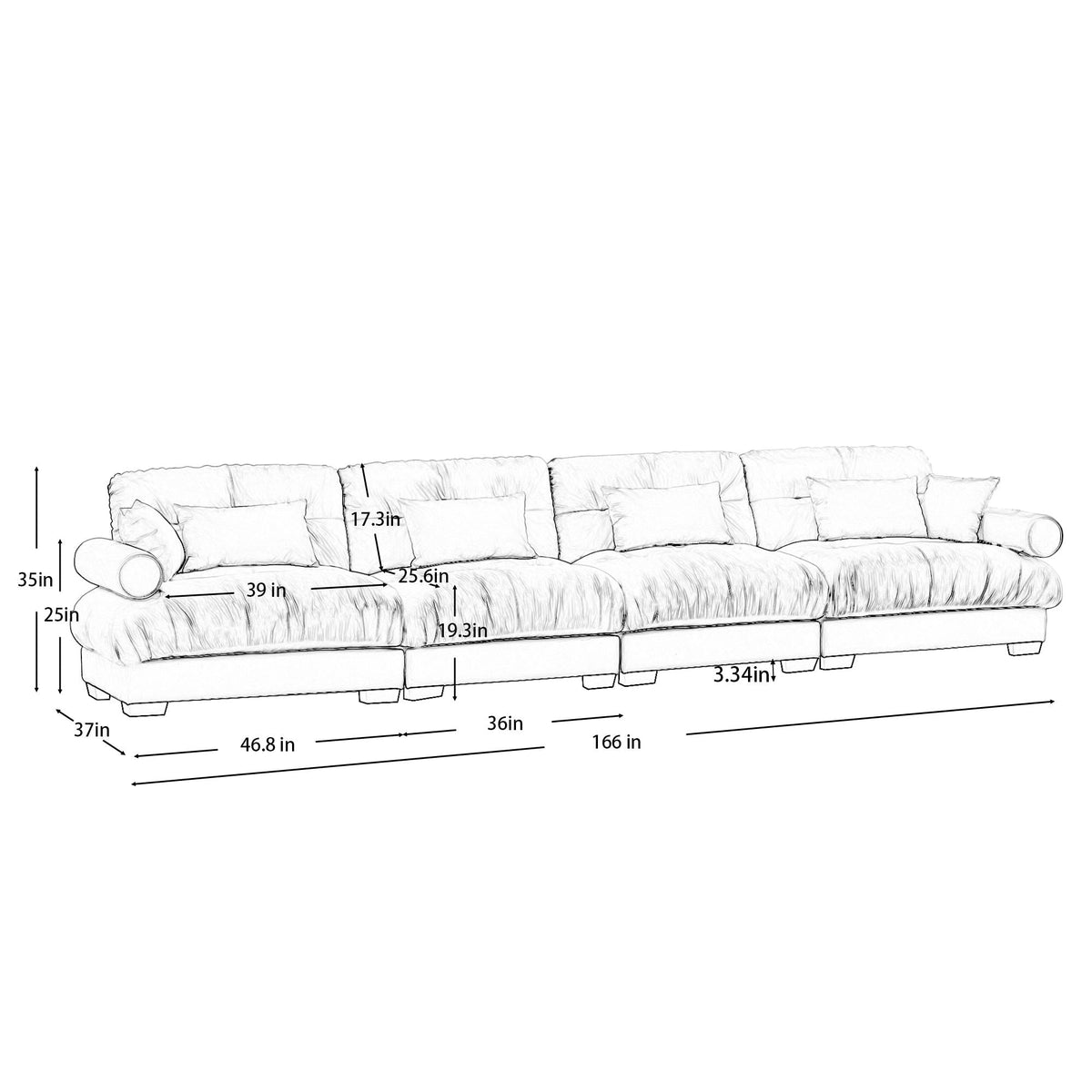 Oversized Modular Sectional Sofa with Deep Seat – Available in Dark Gray, Blue, or Beige