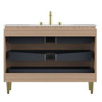 Amara 48'' Bathroom Vanity with Sintered Stone Basin - Carrara White & Light Oak