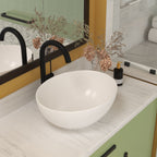 Oval Vessel Bathroom Sink with Stain-Resistant Ceramic - White