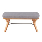 Mid Century Upholstered Bench with Cushioned Seat - Gray, Beige, Dark Gray