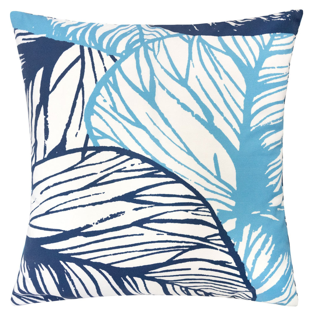 Leaf Vein Outdoor & Indoor Pillow with Weather Resistant Cover - Indigo
