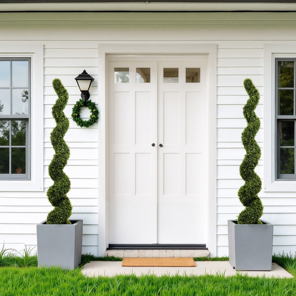 Artificial Outdoor UV Resistant Boxwood Topiary Spiral Tree - Green