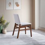 Brown / Light Gray Dining Chair Set with Solid Wood Frame - Set of 2