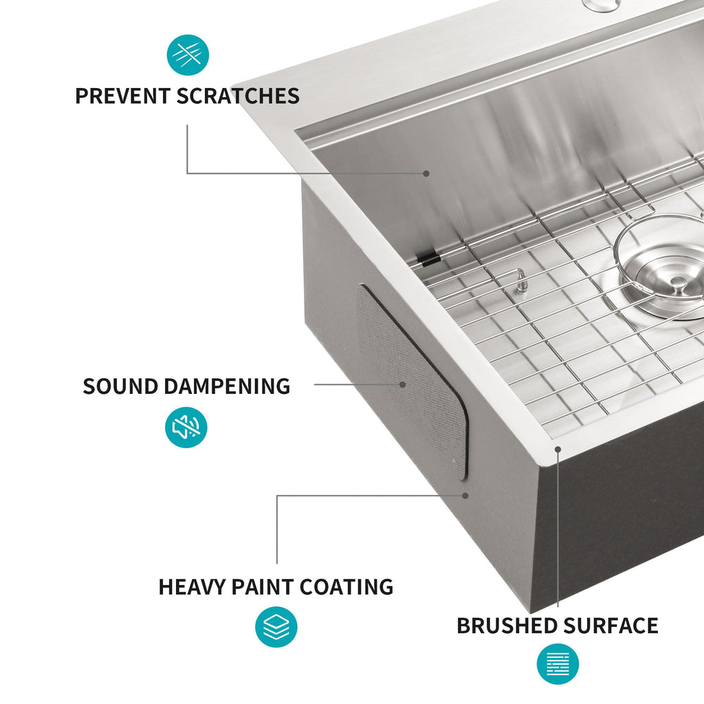 Stainless Steel Drop In Kitchen Sink with Workstation - Gray or Gold