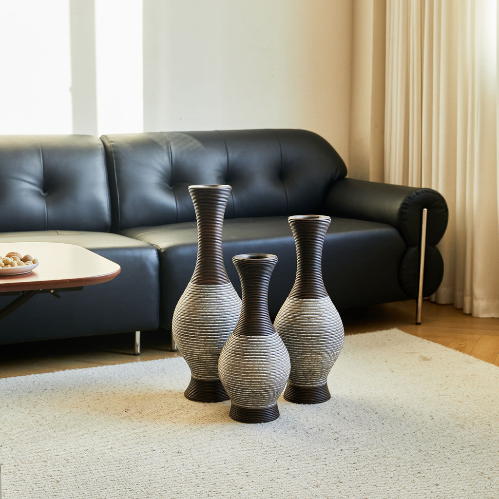 Tall Designer Floor Vase with Elegant 2 Tone - White or Dark Brown
