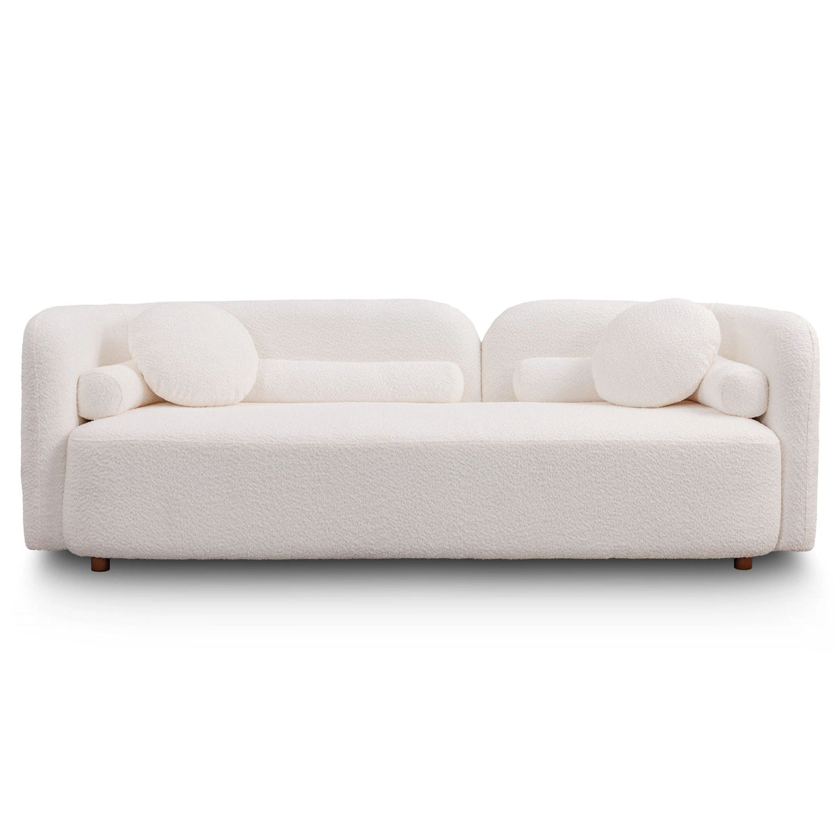 Luxury Modern Couch, 3 Seater Sofa with Throw Pillows - White