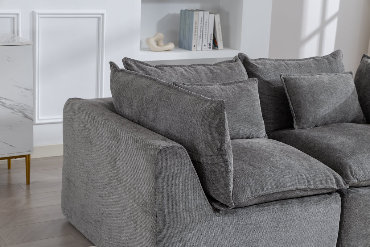 Cloud Couch Oversized Modular Sectional Sofa with Modular Design - Light Waffle Fabric