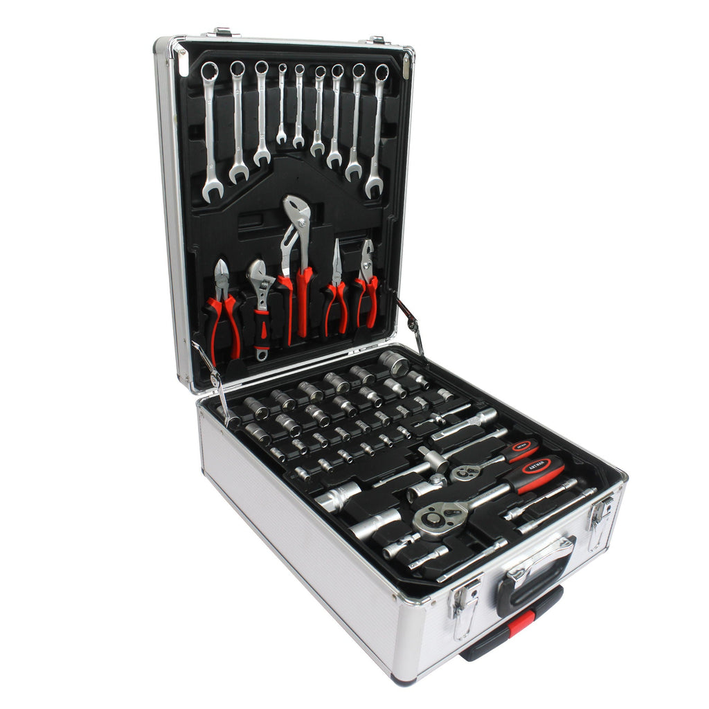 899 Piece Home Repair Tool Set with Rolling Toolbox - Pearl Silver or Black