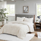 Ivory Fur Down Alternative Comforter Mini Set with Hypoallergenic Filling