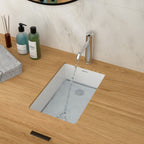 Vertical Undermount Bathroom Sink With Overflow - White