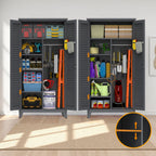 73'' Tall Metal Tool Storage Cabinet with Steel Construction - Gray