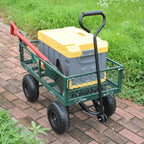 Green Outdoor Wagon Cart with Foldable Steel Frame - 550 lb Capacity