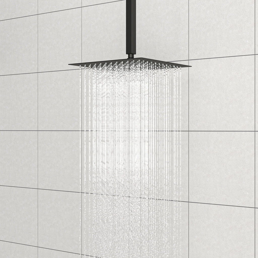 Premium 8" Ceiling Mounted Shower Arm with Flange - Black or Gray