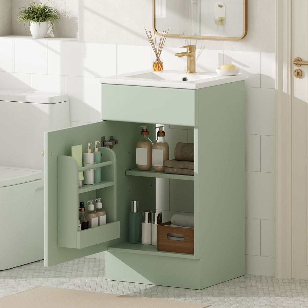 Bathroom Vanity with Sink and Adjustable Shelf - Multiple Colors