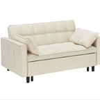 Convertible Velvet Sofa Bed with Storage Pockets - Multiple Colors