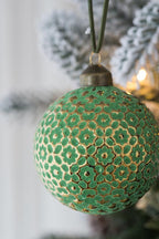 Green Glass Christmas Ball Ornaments with Elegant Finish - Set of 12