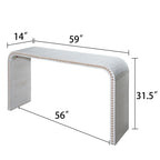 Waterfall Console Table with Seamless Curved Design - Light Brown, White, Black
