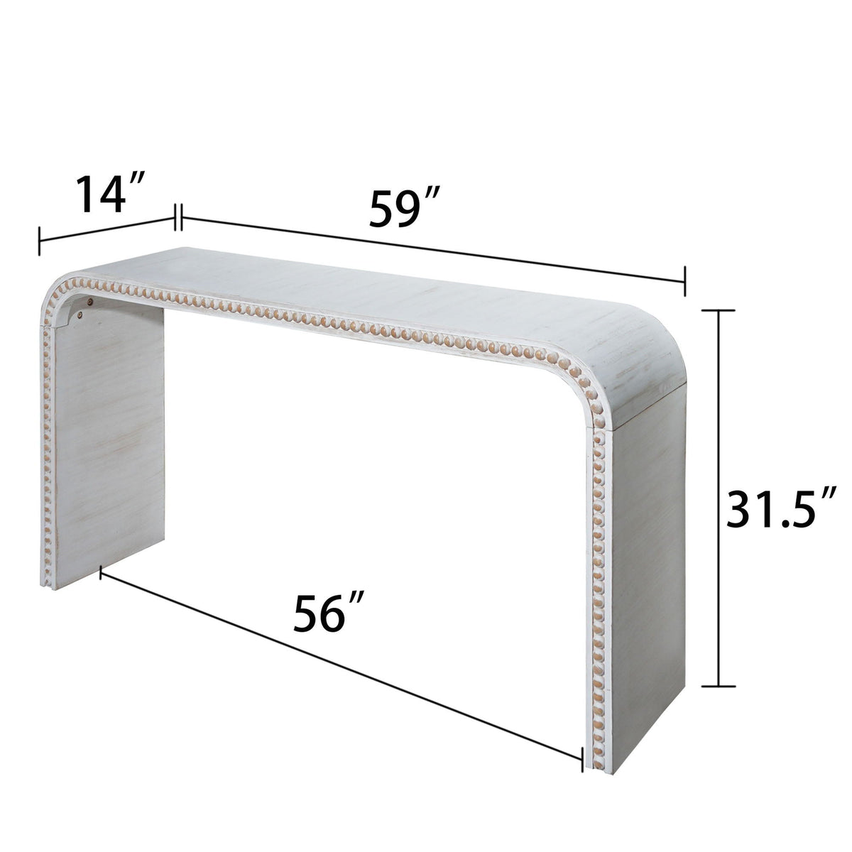 Waterfall Console Table with Seamless Curved Design - Light Brown, White, Black