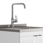 Laundry Cabinet with Stainless Steel Sink and Faucet - White