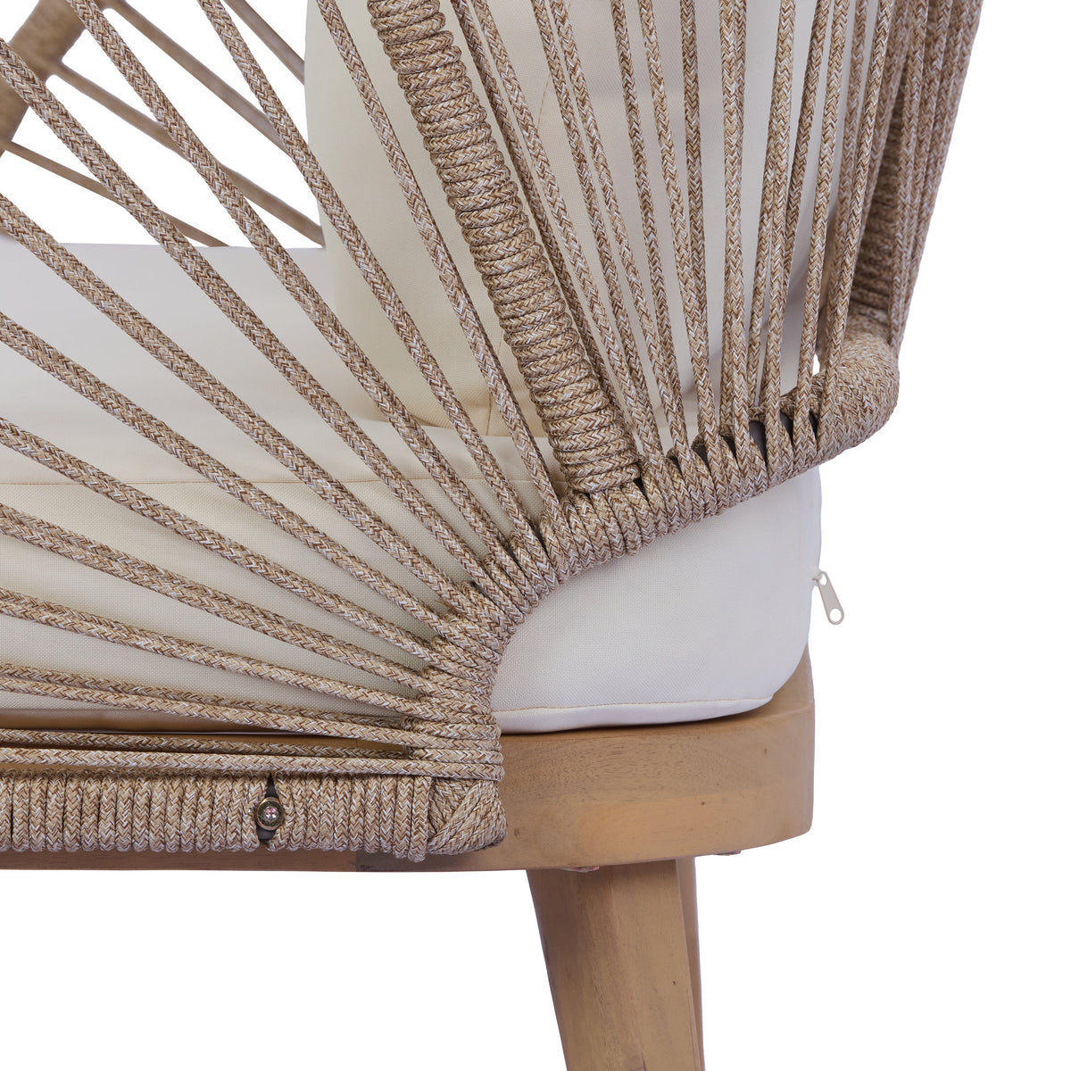 Acacia Wood Patio Seating Set with Rope Accents - 4-Piece