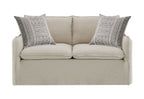 Pattern Linen Loveseat with 2 Toss Pillows - Beige