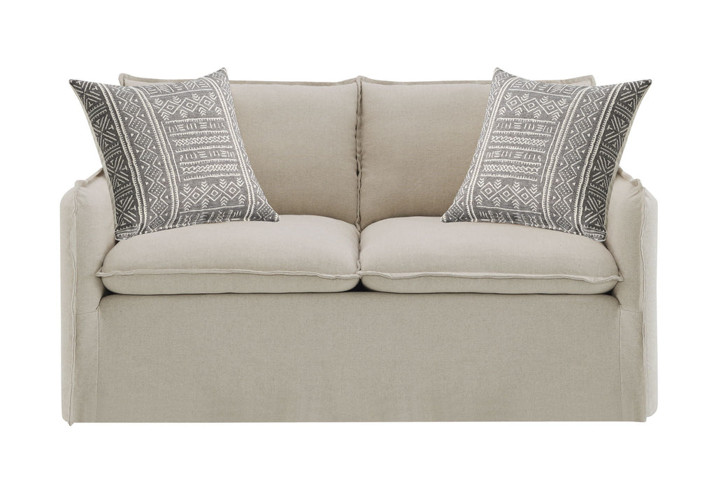 Pattern Fabric 3 Piece Living Room Set with Feather Down Cushions - Beige Yakety Yak Sand