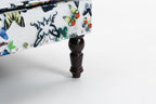 Upholstered Accent Chair with Solid Wood Legs - Vintage Armchair - Blue and White