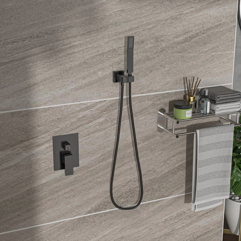 Dual Shower Head System with Rough-In Valve - Black or Pearl Silver