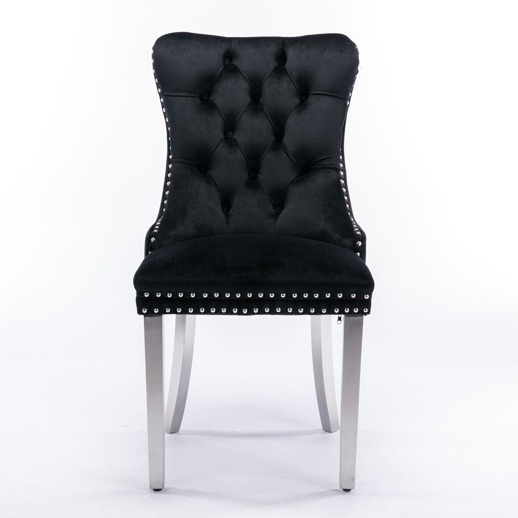 Contemporary Upholstered Dining Chair Set with Nailhead Trim - Multiple Colors