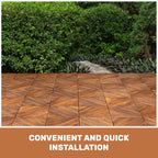 Light Brown Interlocking Deck Tiles with Diagonal Pattern - Outdoor 12" x 12"