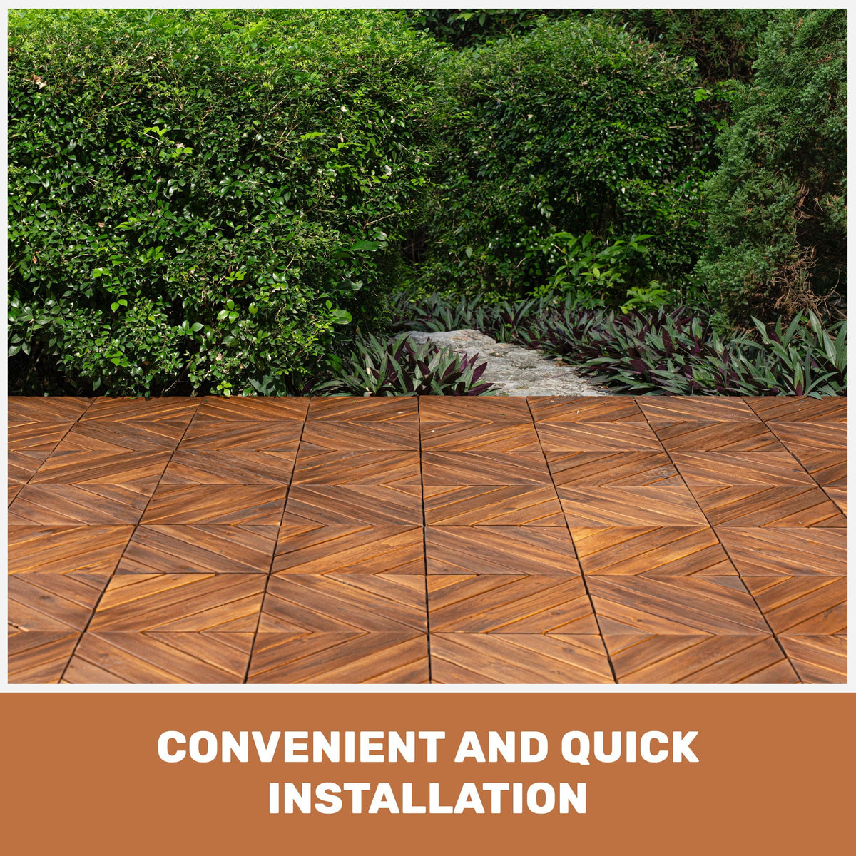Light Brown Interlocking Deck Tiles with Diagonal Pattern - Outdoor 12" x 12"