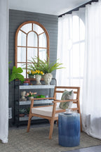 Large Arched Accent Mirror with Solid Fir Wood Frame - Brown