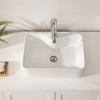 Modern Ceramic Rectangular Vessel Bathroom Sink with Sleek Design - White