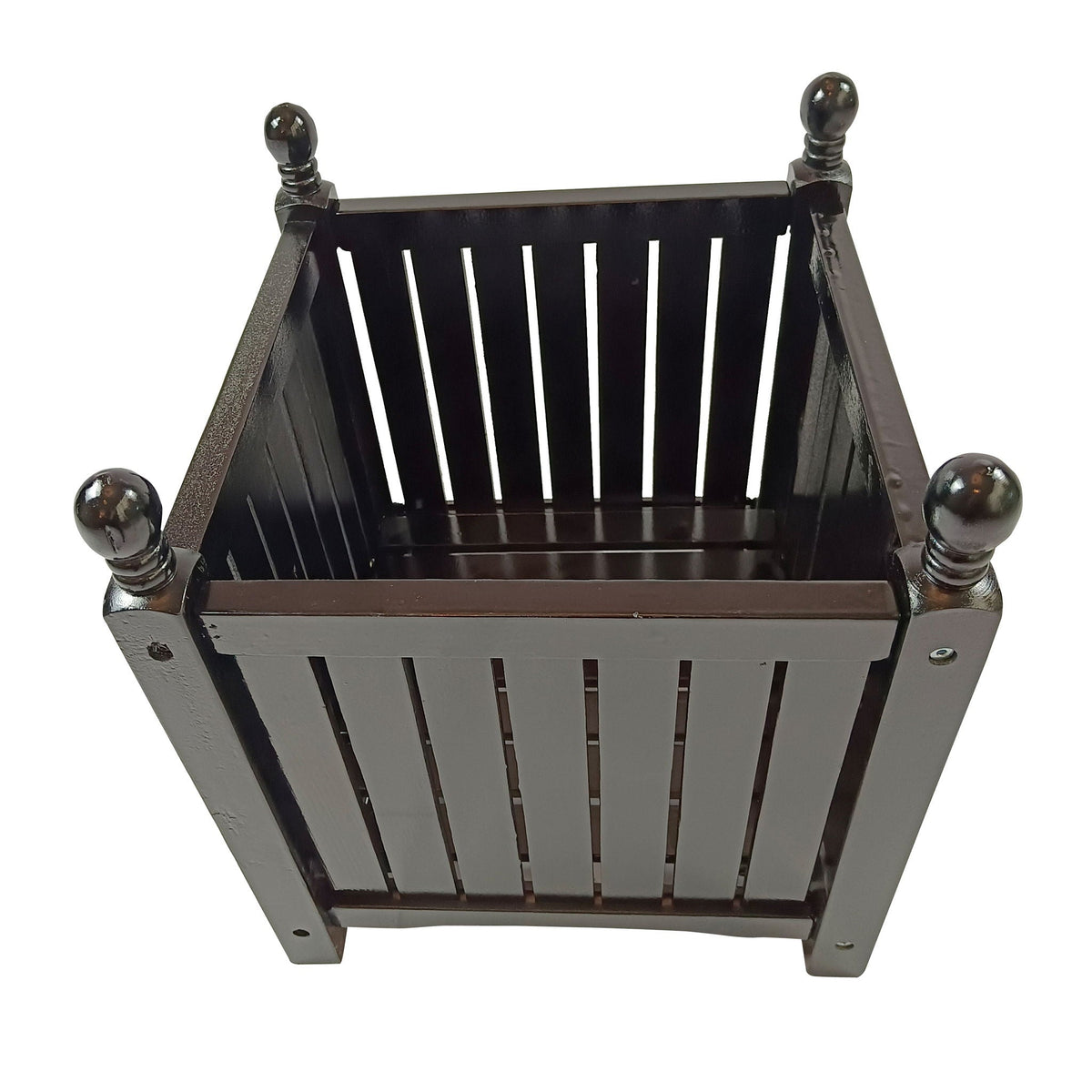 Square Outdoor Planter with Solid Wood Construction - Black