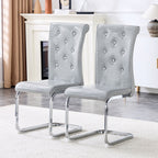 Elegant Design Upholstered Dining Chairs with Crystal Details - Multiple Colors
