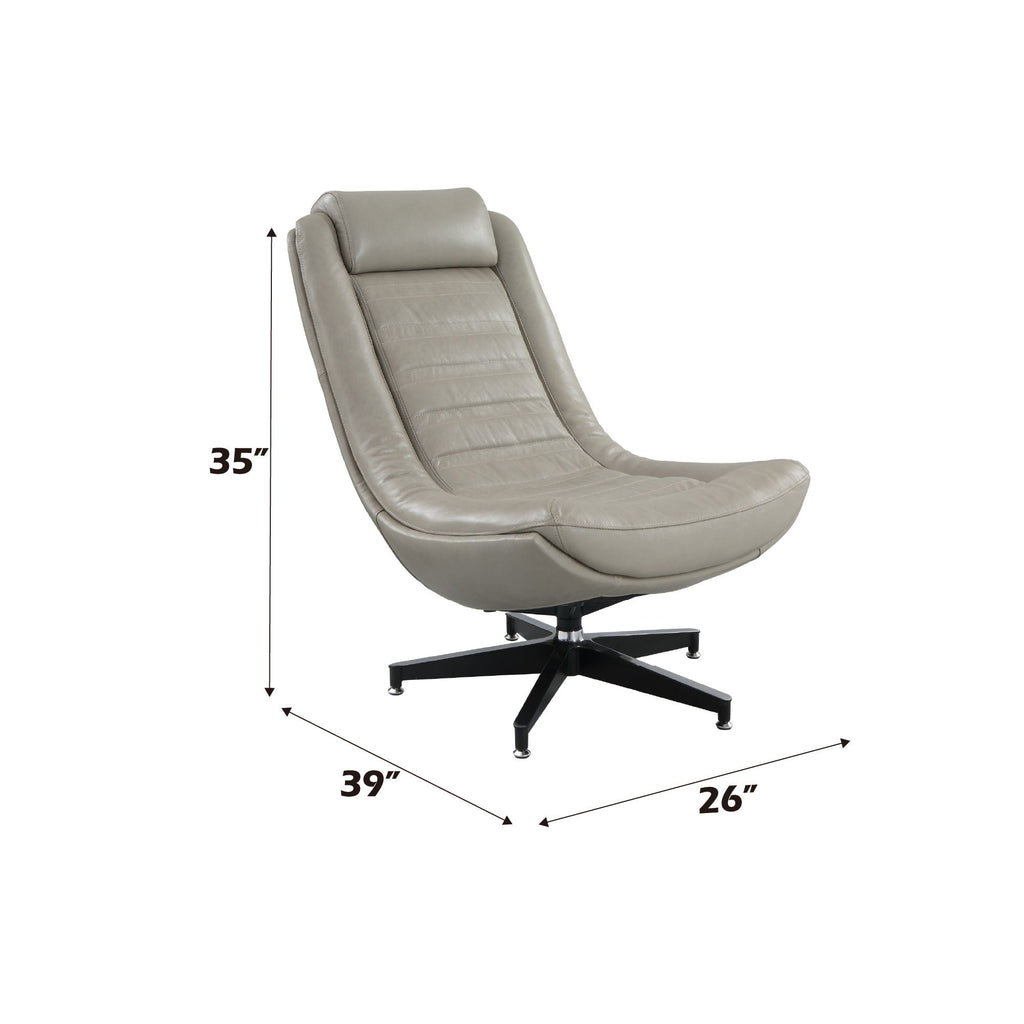 Top Grain Leather Swivel Accent Chair with Ergonomic Design - Twilight
