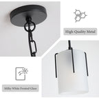 Adjustable Cylindrical Pendant Light with Frosted Glass Shade - Black or Gold